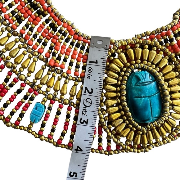 Ancient Egyptian Revival Beaded Scarab Collar
Necklace Handmade Statement Piece - Picture 8 of 9